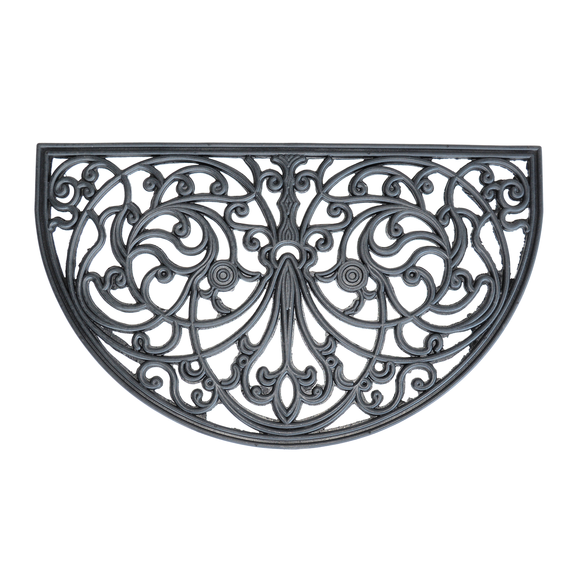 AMERIHOME, Decorative Scrollwork Rubber Entry Mat Arc Shape, Width 30 in, Length 18 in, Thickness 7/16 in, Model# RMATARC